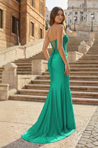 Sheath Strapless Sweetheart Long Evening Dress with Slit - Curvevia