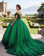 Royal Blue Tulle Off The Shoulder Quinceanera Dress - Curvevia