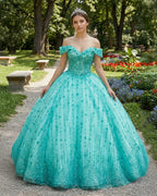 Quinceanera Dress V-neck Sequined Evening Party Dresses Off-the-shoulder - Curvevia