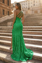 Mermaid One-Shoulder Sequins Evening Dress With Tassels - Curvevia
