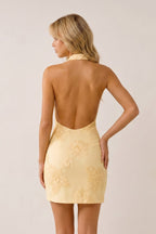 Halter Sheath Embroidered Tulle Homecoming Dress - Curvevia