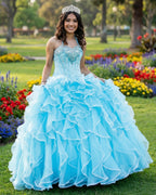 Halter Tulle Ball Gown Quinceanera Dresses With Rhinestones - Curvevia