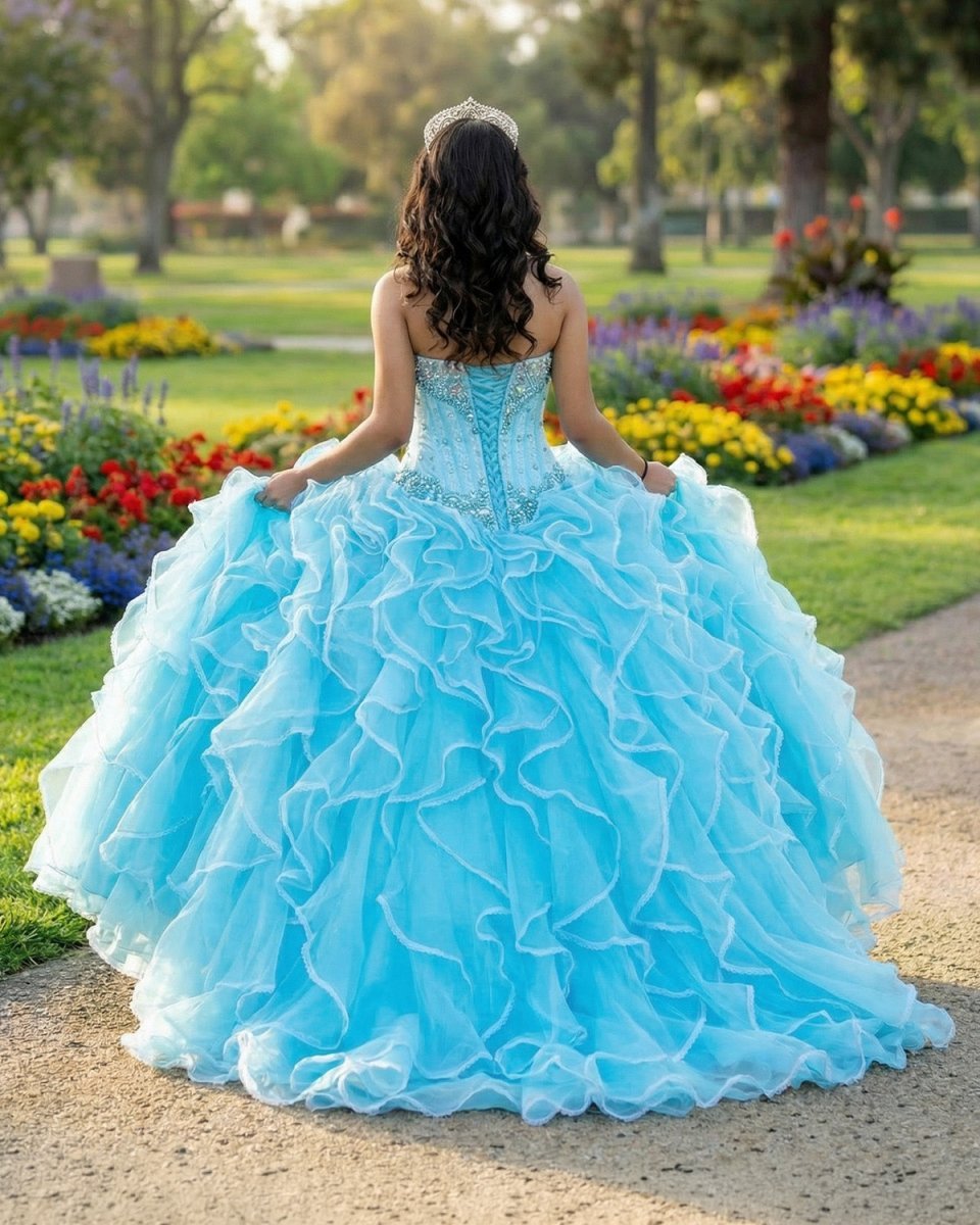 Halter Tulle Ball Gown Quinceanera Dresses With Rhinestones - Curvevia