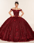 Ball Gown Organza Off The Shoulder Burgundy Quinceanera Dress - Curvevia