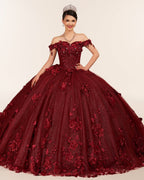 Ball Gown Organza Off The Shoulder Burgundy Quinceanera Dress - Curvevia