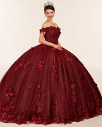 Ball Gown Organza Off The Shoulder Burgundy Quinceanera Dress - Curvevia