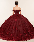 Ball Gown Organza Off The Shoulder Burgundy Quinceanera Dress - Curvevia