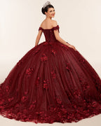Ball Gown Organza Off The Shoulder Burgundy Quinceanera Dress - Curvevia