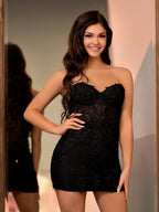 Tight Short Homecoming & Cocktail Dresses with Appliques - Curvevia