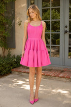 A-line Ruffled Lace-Up Wedding Guest Dress - Curvevia