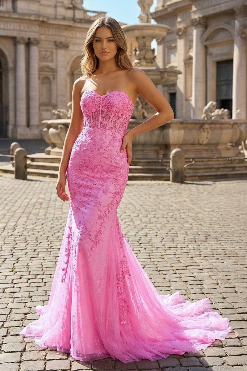 Mermaid Sweetheart Tulle Lace Evening Dress - Curvevia