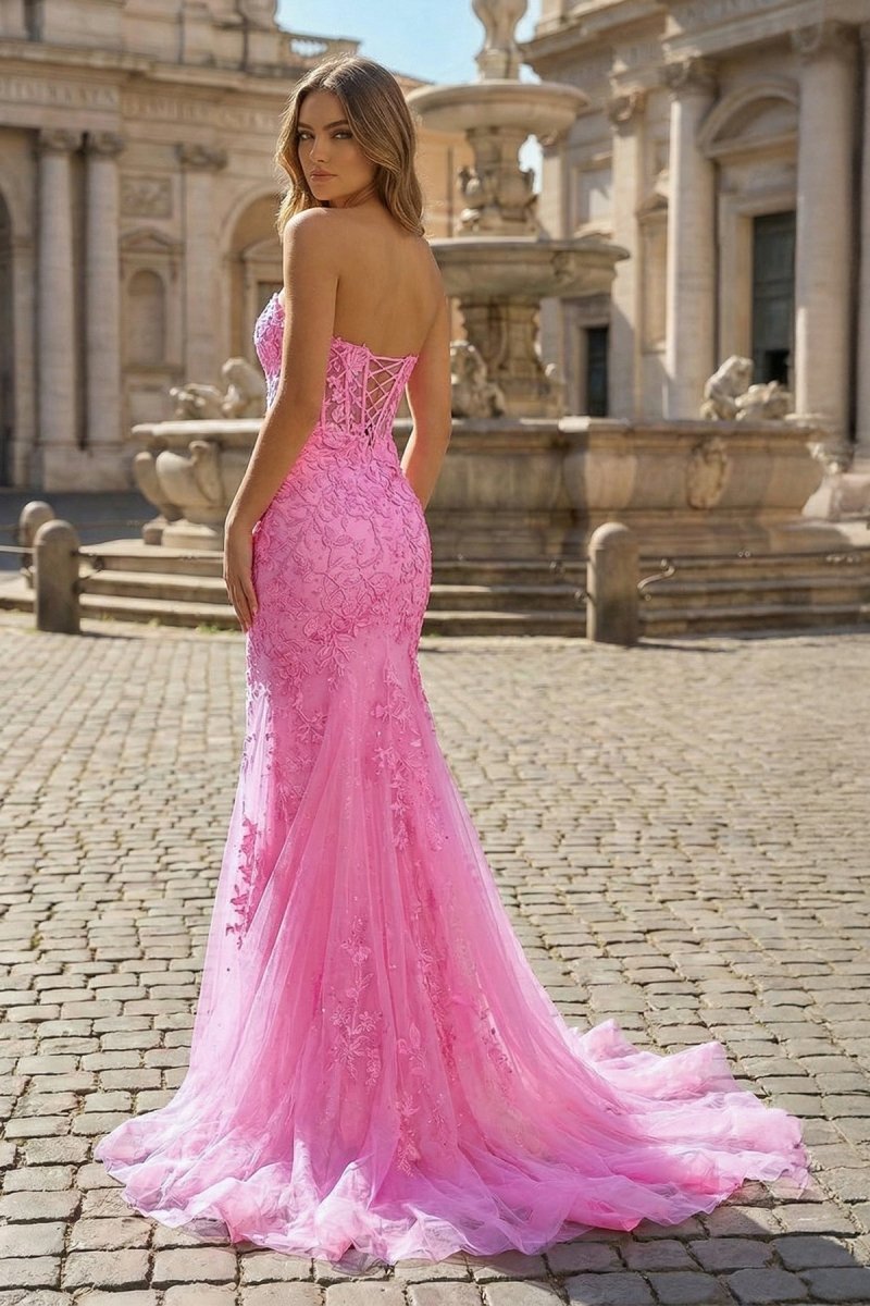Mermaid Sweetheart Tulle Lace Evening Dress - Curvevia