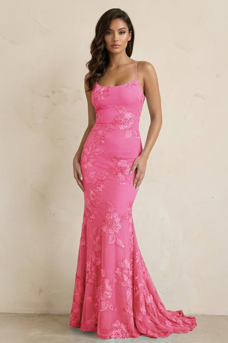Sky Blue Spaghetti Straps Mermaid Tulle Long Prom Dresses With Appliques - Curvevia