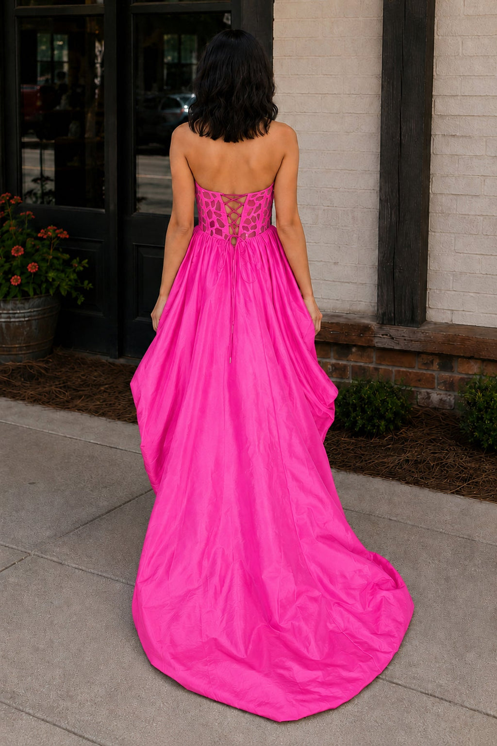 Sparkly Red Sweetheart Mirror High-Low Wedding Guest Dress - Curvevia