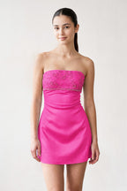 Aqua Strapless Appliqued Satin Sheath Homecoming Dress - Curvevia