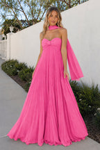 A Line Light Pink Sweetheart Chiffon Long Prom Dress - Curvevia