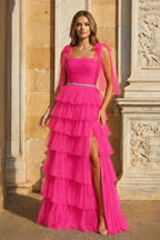 Light Blue Pleated Ruffle Mother of the Bride Dress with Bow Tie Straps - Curvevia