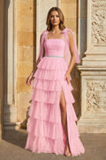 Light Blue Pleated Ruffle Mother of the Bride Dress with Bow Tie Straps - Curvevia