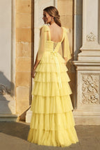 Light Blue Pleated Ruffle Mother of the Bride Dress with Bow Tie Straps - Curvevia