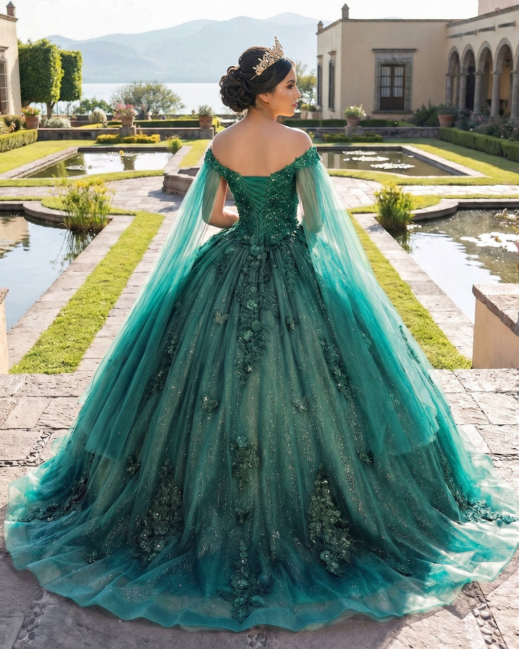 Red Long Sleeves 3D Flowers Quinceanera Dresses Appliqued - Curvevia