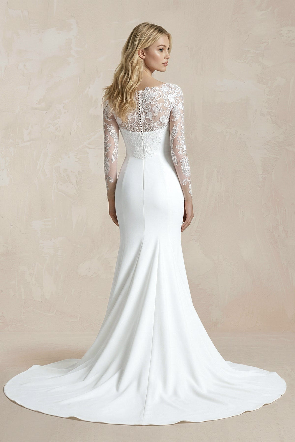 Mermaid White Lace Appliques Beaded Wedding Dress - Curvevia