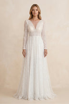 Bohemian A-Line Sparkly Sequined Luxury Wedding Dresses - Curvevia