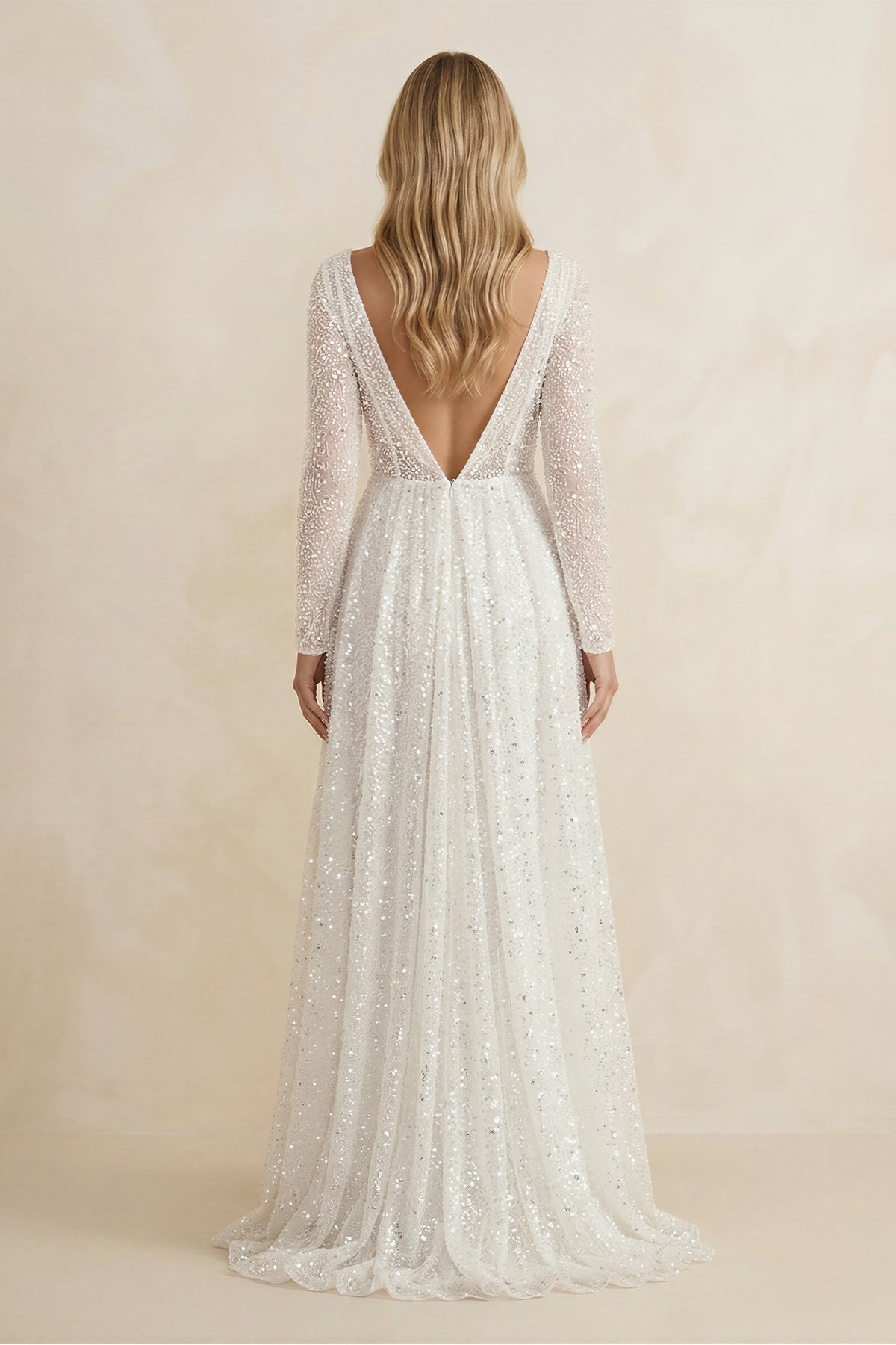 Bohemian A-Line Sparkly Sequined Luxury Wedding Dresses - Curvevia
