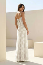Pink Sheath Satin Floral Spaghetti Straps Long Evening Dress - Curvevia