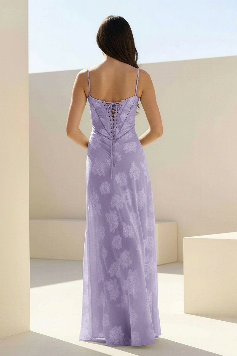 Pink Sheath Satin Floral Spaghetti Straps Long Evening Dress - Curvevia