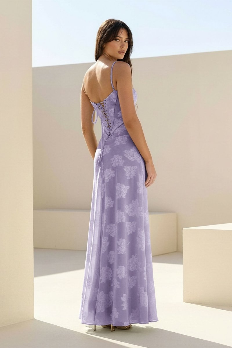 Pink Sheath Satin Floral Spaghetti Straps Long Evening Dress - Curvevia