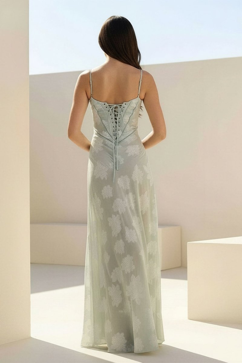 Pink Sheath Satin Floral Spaghetti Straps Long Evening Dress - Curvevia