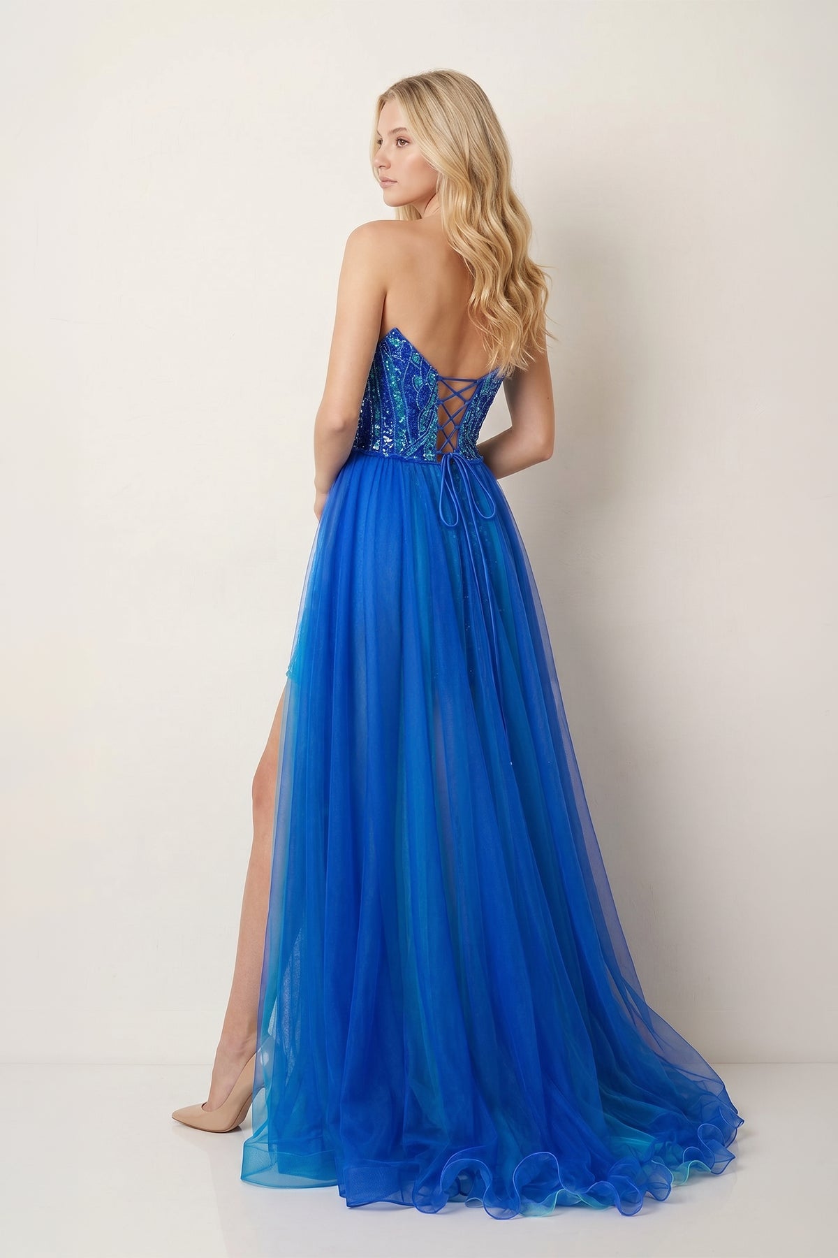 Royal Blue - Sheath V Neck Sequined Mini Homecoming Dresses with Train - Curvevia
