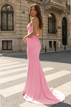 Yellow Sweetheart Mermaid Satin Long Prom Dresses With Cutout - Curvevia