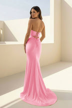 Yellow Sweetheart Mermaid Satin Long Prom Dresses With Cutout - Curvevia