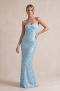 Pink Sheath Sweetheart Long Prom Dresses with Sequins - Curvevia