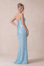 Pink Sheath Sweetheart Long Prom Dresses with Sequins - Curvevia