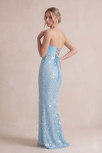 Pink Sheath Sweetheart Long Prom Dresses with Sequins - Curvevia