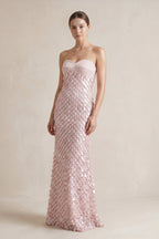 Pink Sheath Sweetheart Long Prom Dresses with Sequins - Curvevia