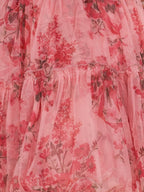 Pink Strapless A-Line Floral Short Wedding Guest Dress With Ruffles - Curvevia