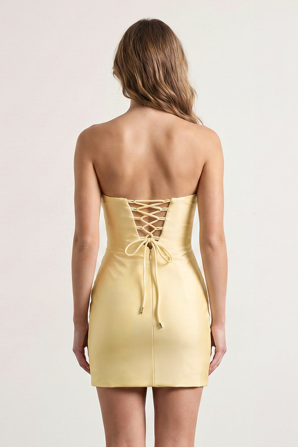 Yellow Sweetheart Sheath Short Homecoming Dresses With Keyhole - Curvevia