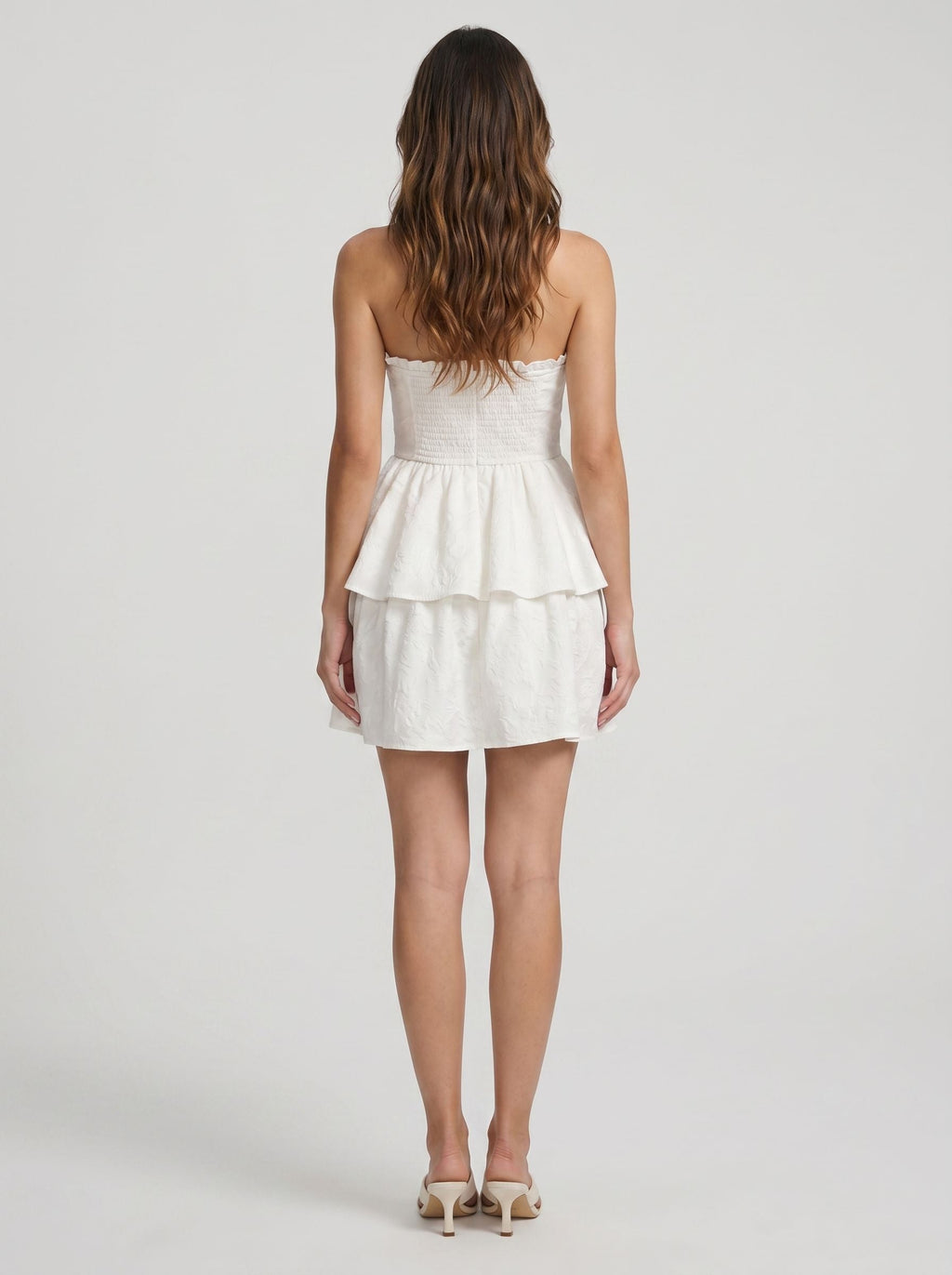 Ivory Chiffon A-Line Sweetheart Back Zip Short Dress with Tiered Ruffles - Curvevia