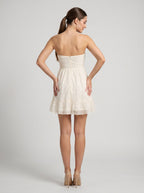 Ivory Lace A-Line Sweetheart Back Zip Short Dress with Cutout - Curvevia