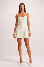 Pink Spaghetti Straps Jacquard Chiffon A-Line Homecoming Dress - Curvevia