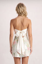 Ivory Sweetheart Floral Sheath Satin Homecoming Dress with Back Bow - Curvevia