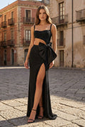 Gorgeous Mermaid Spaghetti Straps Black Beaded Prom Dresses with Slit - Curvevia