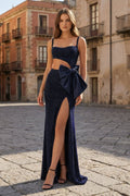 Gorgeous Mermaid Spaghetti Straps Black Beaded Prom Dresses with Slit - Curvevia