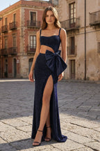Gorgeous Mermaid Spaghetti Straps Black Beaded Prom Dresses with Slit - Curvevia