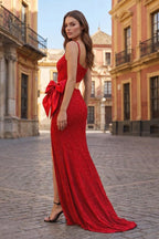 Gorgeous Mermaid Spaghetti Straps Black Beaded Prom Dresses with Slit - Curvevia