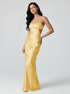 Spaghetti Straps Sheath Aqua Blue Evening Dress Formal Satin Party Dress - Curvevia