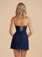 Sky Blue Sheath Strapless Flowers Cutout Short Homecoming Dresses - Curvevia